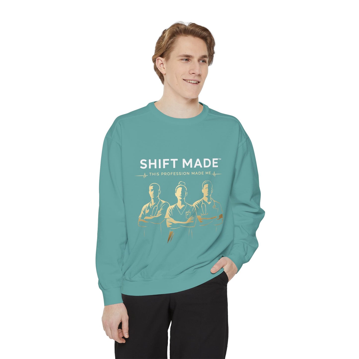 Shift Made Sweatshirt — 'Shift Made' Graphic Crewneck for Makers & Trades