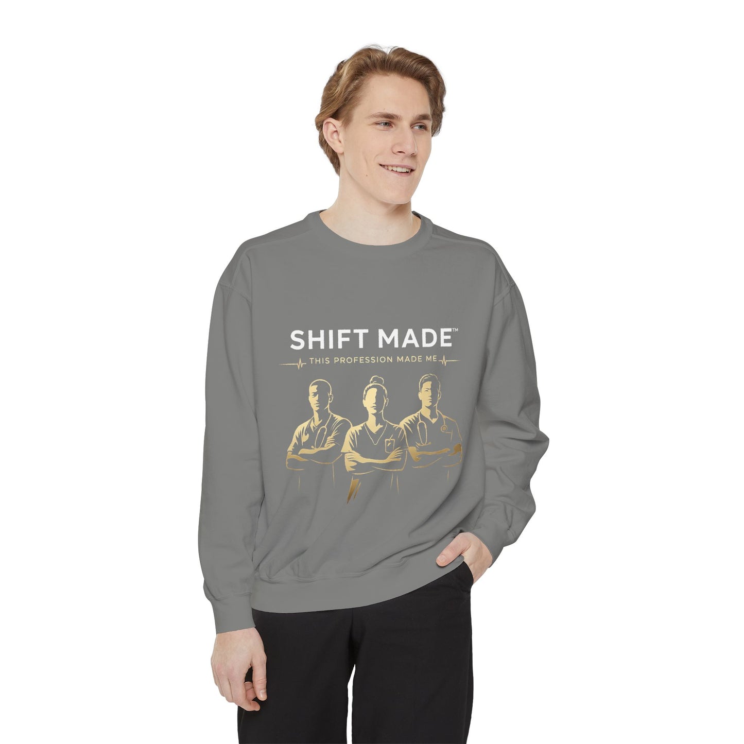 Shift Made Sweatshirt — 'Shift Made' Graphic Crewneck for Makers & Trades