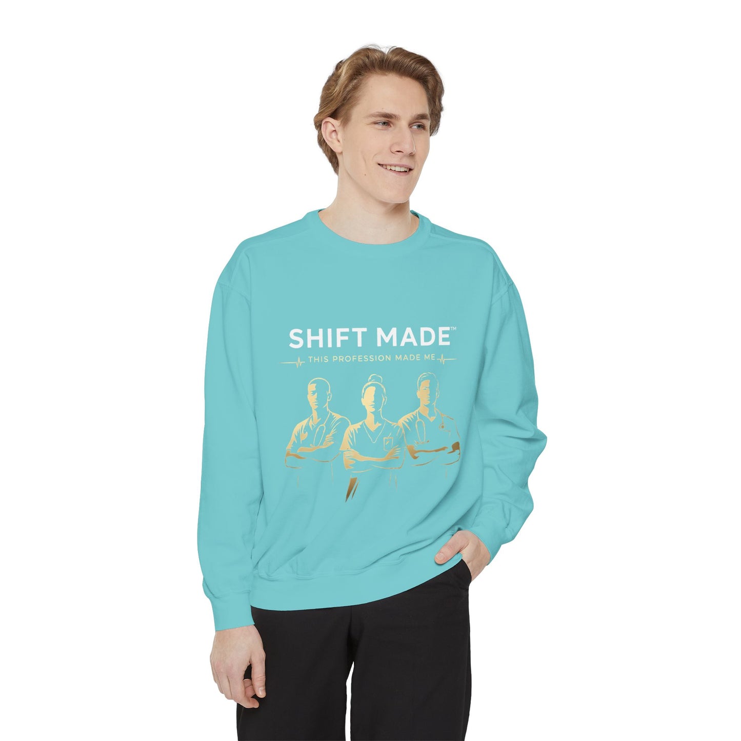 Shift Made Sweatshirt — 'Shift Made' Graphic Crewneck for Makers & Trades