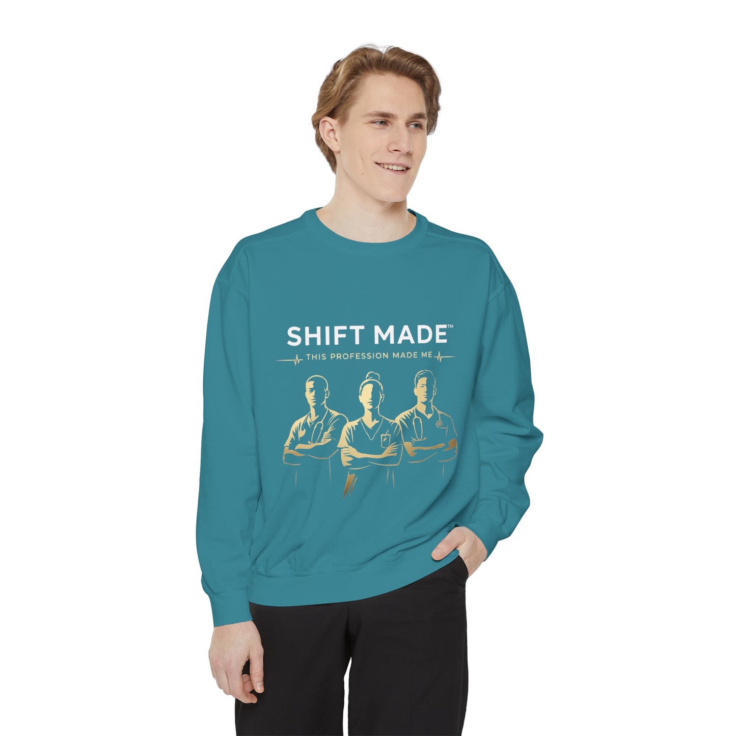 Shift Made Sweatshirt — 'Shift Made' Graphic Crewneck for Makers & Trades
