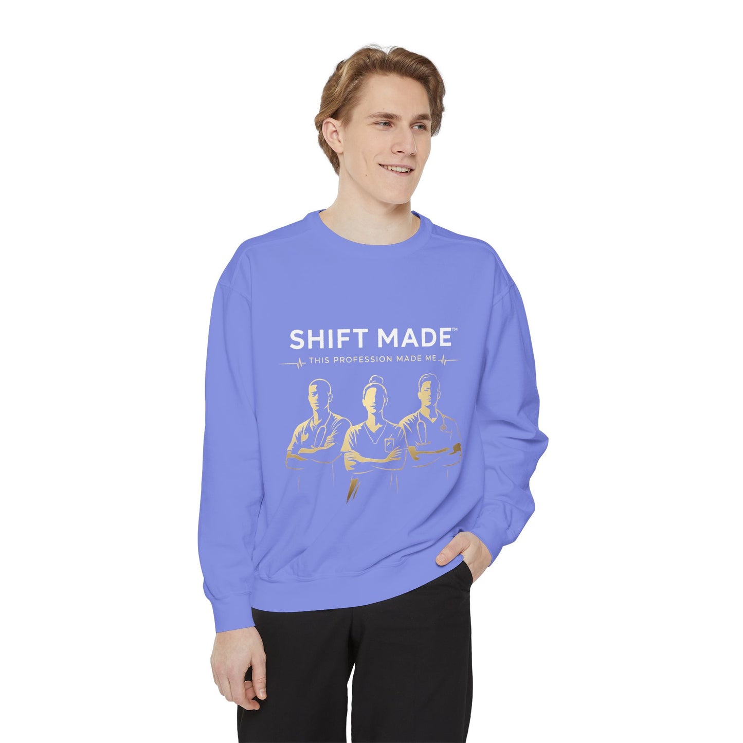 Shift Made Sweatshirt — 'Shift Made' Graphic Crewneck for Makers & Trades