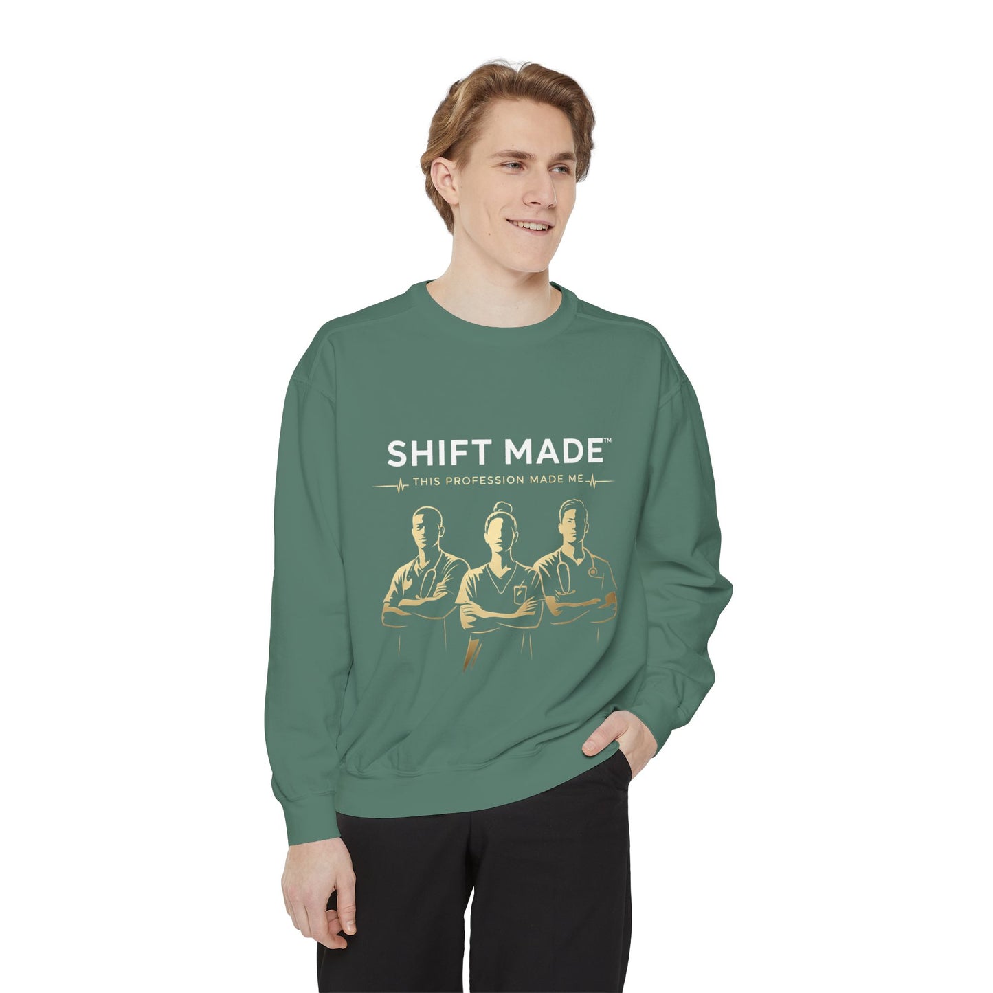 Shift Made Sweatshirt — 'Shift Made' Graphic Crewneck for Makers & Trades