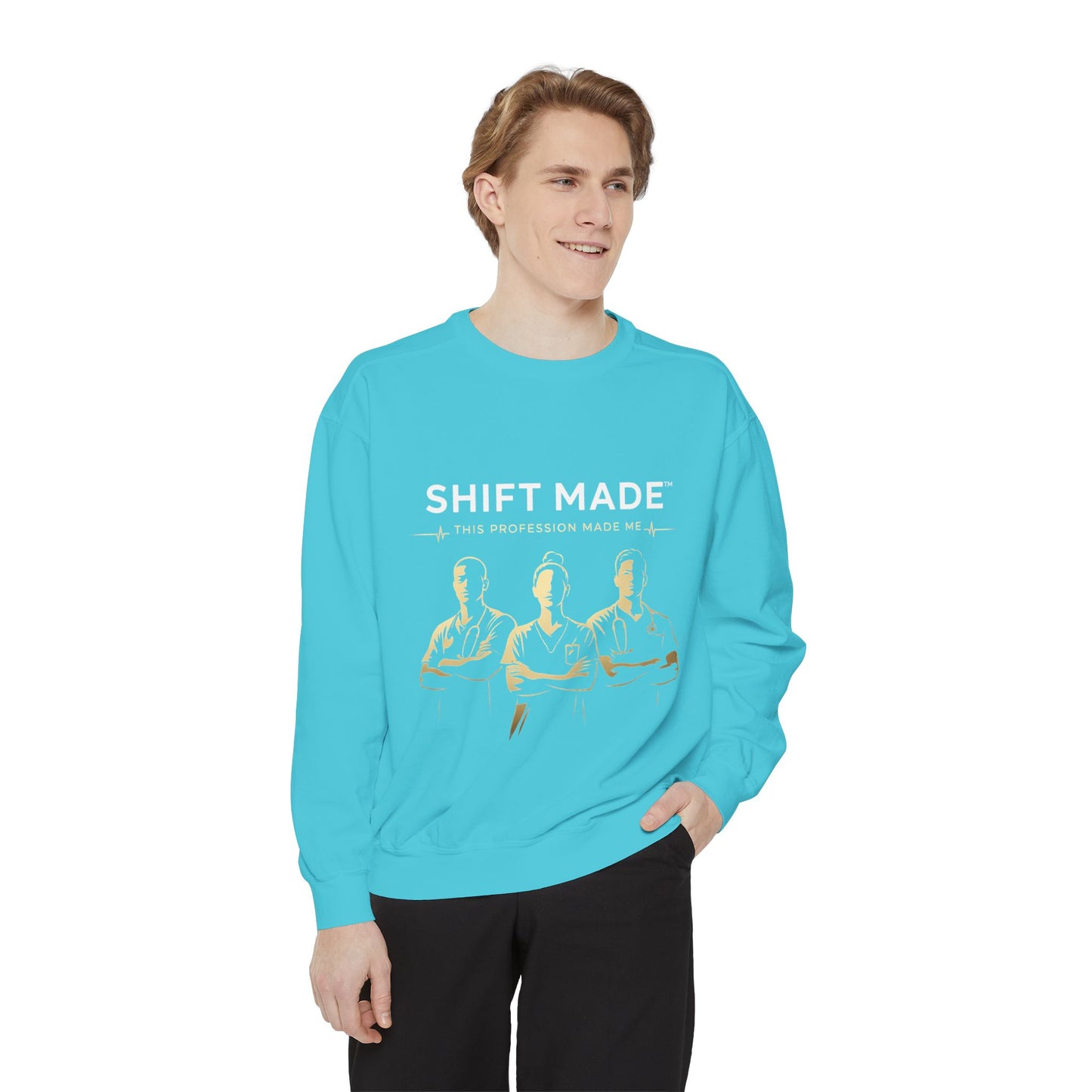 Shift Made Sweatshirt — 'Shift Made' Graphic Crewneck for Makers & Trades