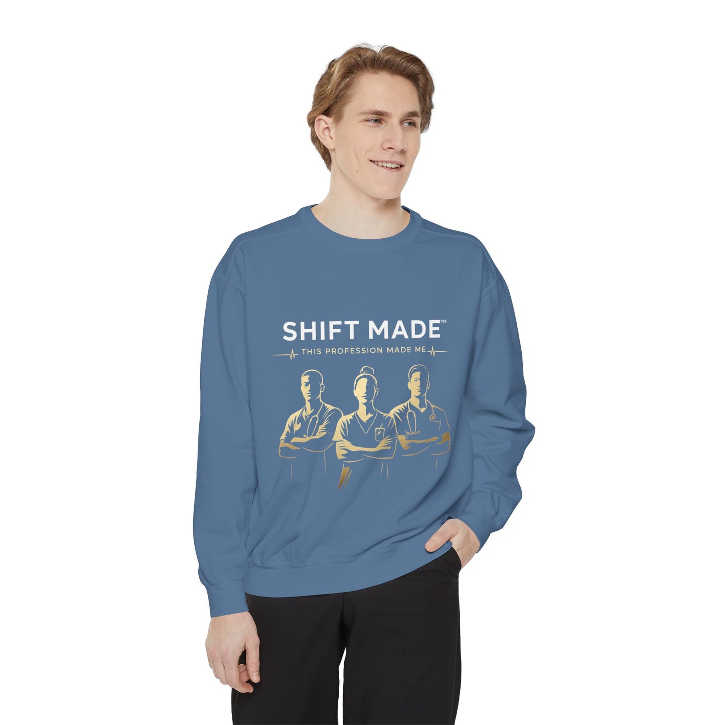 Shift Made Sweatshirt — 'Shift Made' Graphic Crewneck for Makers & Trades
