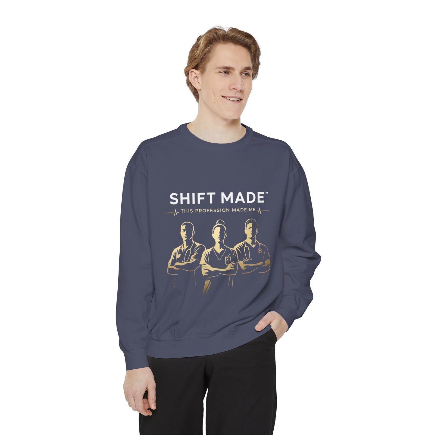 Shift Made Sweatshirt — 'Shift Made' Graphic Crewneck for Makers & Trades