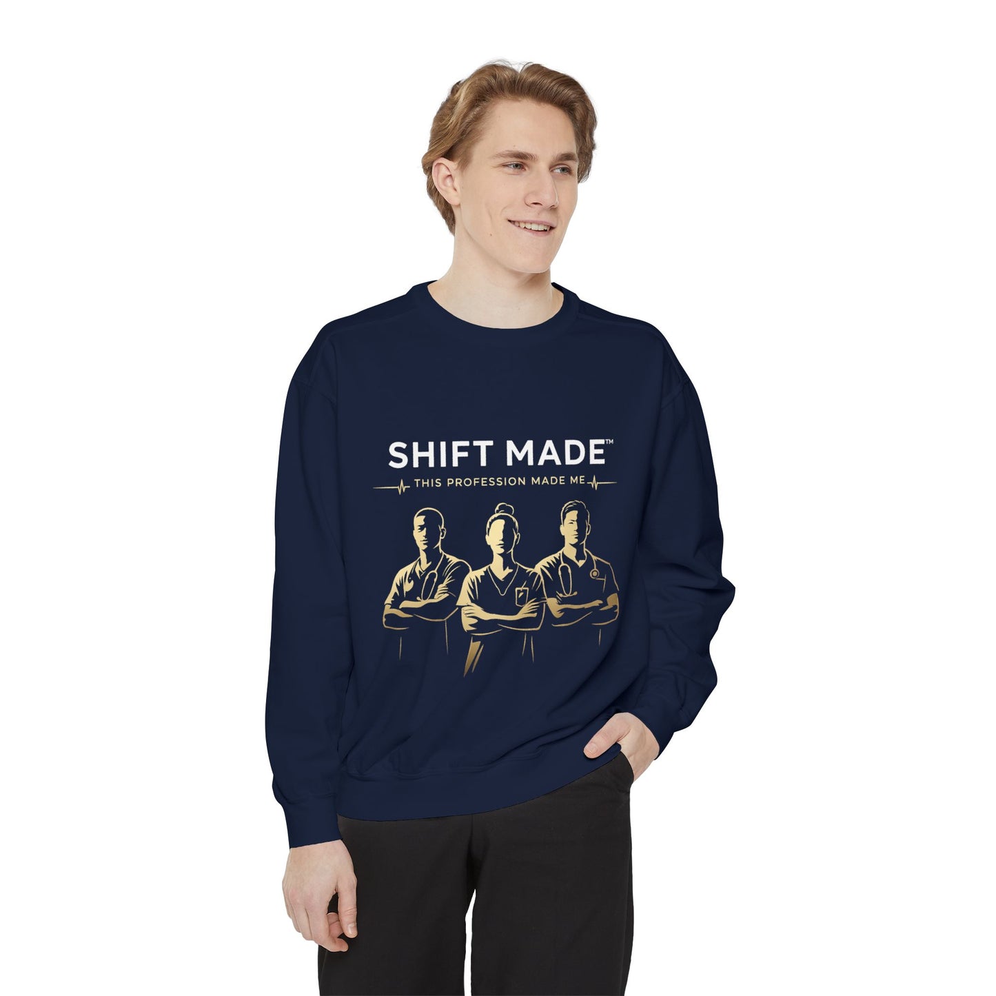 Shift Made Sweatshirt — 'Shift Made' Graphic Crewneck for Makers & Trades